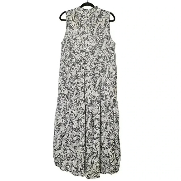 Maeve by Anthropologie Tiered midi Dress Size Medium Black White Summer casual - Picture 8 of 12